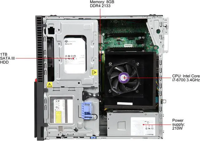 Alt view image 7 of 9 - Lenovo Desktop Computer ThinkCentre M800 (10FY0017US) Intel Core i7-6700 8GB DDR4 1TB HDD Intel HD Graphics 530 Windows 7 Professional 64-Bit (Windows 10 Pro Downgrade)