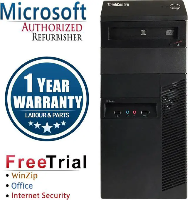 Main image of Lenovo Desktop Computer ThinkCentre M78 AMD A8-6500B 4GB DDR3 1TB HDD AMD Radeon HD 8570D Windows 10 Pro Multi-Language, English / Spanish