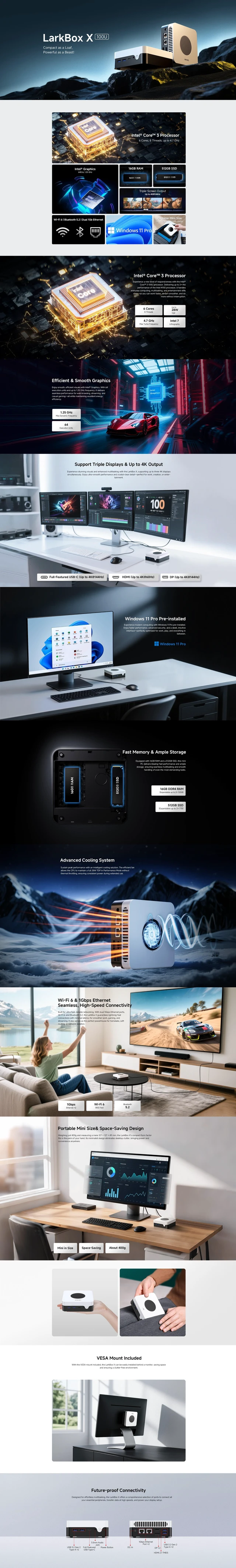 Alt view image 8 of 8 - CHUWI Desktop PC LarkBox 100U Intel Core 3 100U 16GB DDR5 512GB SSD Windows 11 Pro