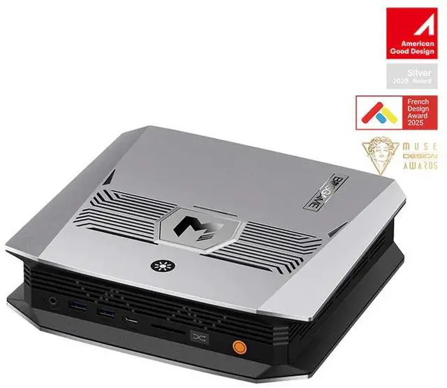 Main image of BOSGAME M5 Mini Desktop Computer, AMD Ryzen AI Max+ 395 (5.1GHz), 128GB LPDDR5X RAM, 2TB PCIe 4.0 M.2 SSD, Radeon 8060S Graphics, BT 5.4, WiFi 7