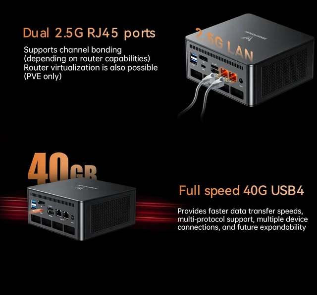 Alt view image 6 of 14 - MINISFORUM UM890 Pro Mini PC, AMD Ryzen 9 8945HS (up to 5.2GHz) Mini Computers, 32GB DDR5 RAM 1TB PCIe 4.0 SSD, Mini Desktop Quad Display HDMI/DP1.4/USB-C, AMD Radeon 780M/Dual LAN 2.5G