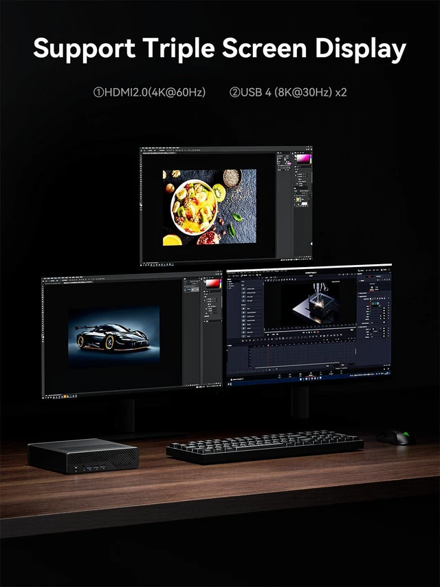 Alt view image 5 of 8 - MINISFORUM MS-01 Workstation Core i9-13900H Mini PC 32GB RAM 1TB SSD, 2xUSB4 1xHDMI Display, 2x2.5G LAN Port, 3x SSD Slot, 2x10G SFP+ Port, Support Discrete Graphics Cards