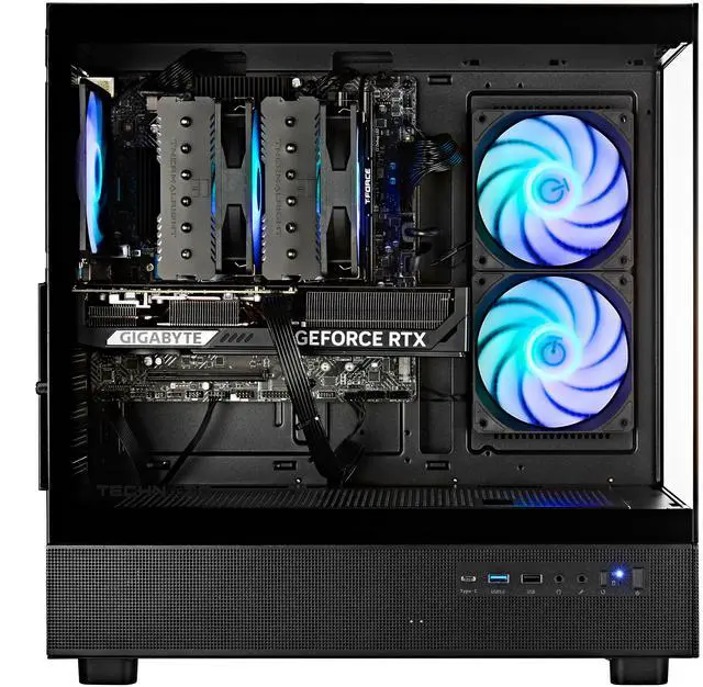 Alt view image 2 of 9 - TECHNOID Glass Gaming PC, AMD Ryzen 7 7700X, NVIDIA GeForce RTX 5070, 32GB DDR5 5600, 1TB SSD, Windows 11 Home