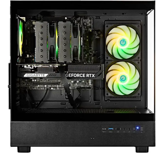 Alt view image 5 of 9 - TECHNOID Glass Gaming PC, AMD Ryzen 7 7700X, NVIDIA GeForce RTX 5070, 32GB DDR5 5600, 1TB SSD, Windows 11 Home