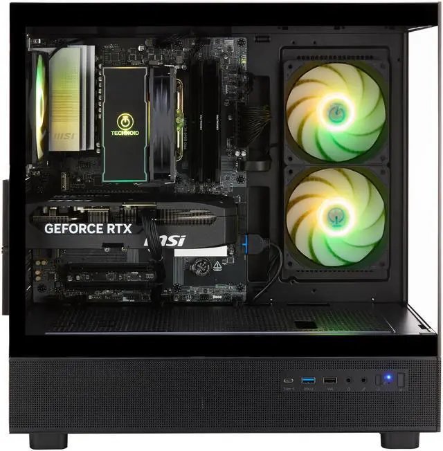 Alt view image 7 of 8 - TECHNOID Glass Gaming PC - Ryzen 7 5700 - RTX 5070 - 32GB RAM - 1TB SSD - Windows 11 Home - AI Ready - VR Compatible - Wifi Bluetooth