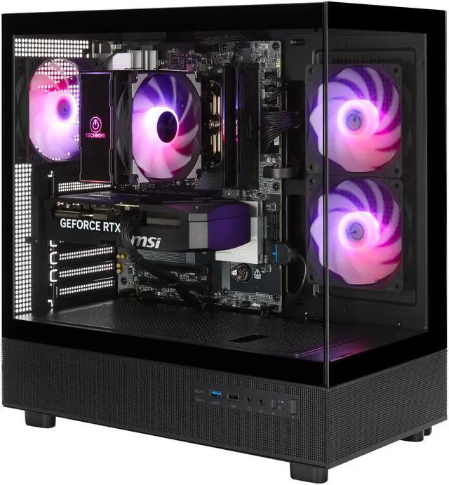 Alt view image 2 of 8 - TECHNOID Glass Gaming PC - Ryzen 7 5700 - RTX 5070 - 32GB RAM - 1TB SSD - Windows 11 Home - AI Ready - VR Compatible - Wifi Bluetooth