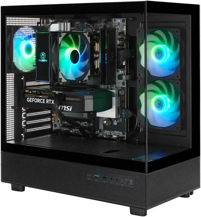 Alt view image 4 of 8 - TECHNOID Glass Gaming PC - Ryzen 7 5700 - RTX 5070 - 32GB RAM - 1TB SSD - Windows 11 Home - AI Ready - VR Compatible - Wifi Bluetooth