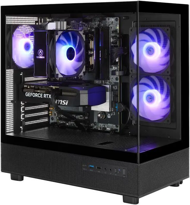 Alt view image 3 of 8 - TECHNOID Glass Gaming PC - Ryzen 7 5700 - RTX 5070 - 32GB RAM - 1TB SSD - Windows 11 Home - AI Ready - VR Compatible - Wifi Bluetooth
