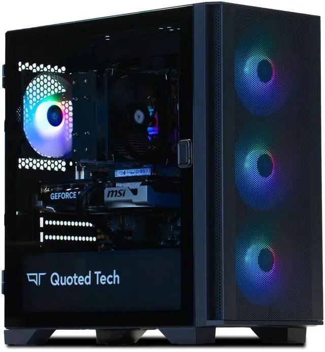 Main image of Quoted Tech Gaming Desktop PC Clarity Prime AMD Ryzen 5 7500F 32GB DDR5 1TB NVMe SSD GeForce RTX 5060 Ti Windows 11 Home