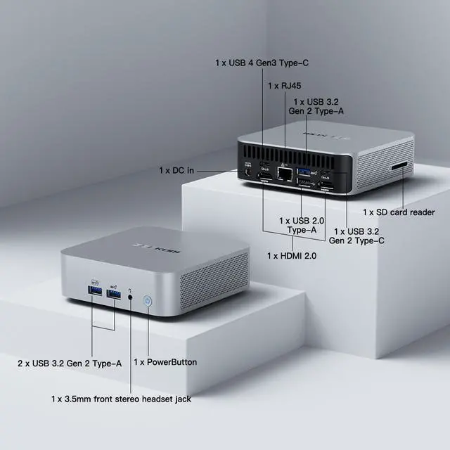Alt view image 7 of 9 - GEEKOM Mini PC A6 AMD Ryzen 7 6800H 16GB DDR5 1TB SSD AMD Radeon Graphics Windows 11 Pro