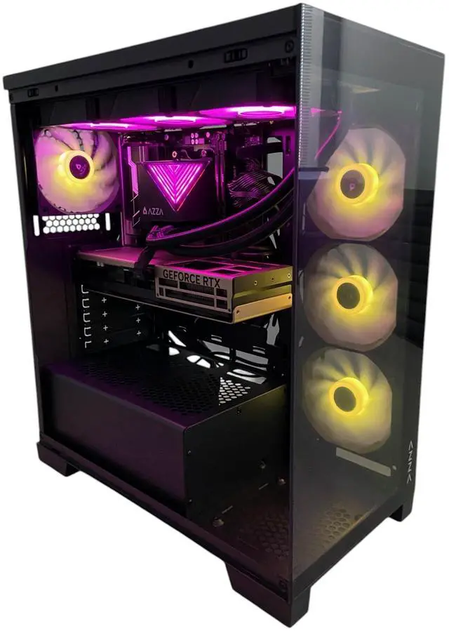 Main image of AZZA Jericho Gaming PC, AMD Ryzen 7 7800X3D, NVIDIA GeForce RTX 5070 Ti, 64GB DDR5, 1TB NVMe SSD, 850W 80+ Gold ATX 3.1, AIO Liquid Cooler, Windows 11 Home