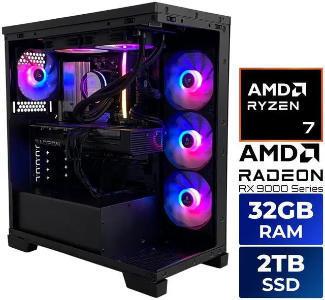 Main image of AZZA Carmel Gaming Desktop PC, AMD Ryzen 7 7800X3D, AMD Radeon RX 9070 XT, 32GB DDR5, 2TB M.2 SSD, Windows 11 Home