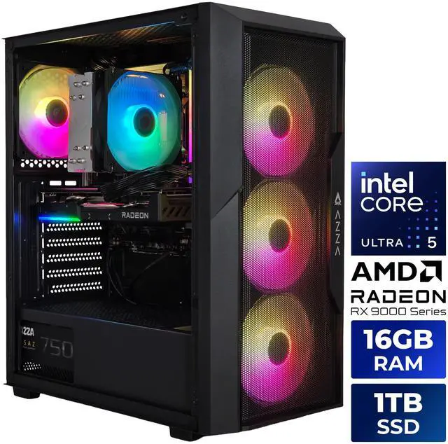 Main image of AZZA Gaming PC TABOR LITE, Intel Core Ultra 5-225F, AMD RX9060XT 8GB, 16GBx1 DDR5, 1TB M.2 SSD, Windows 11 Home