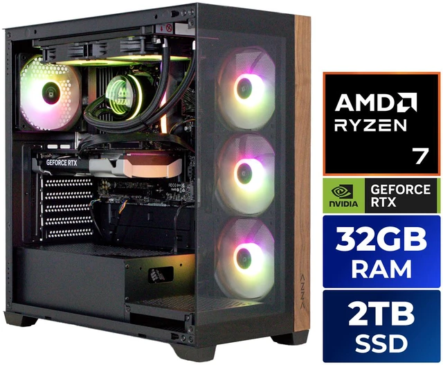 Main image of AZZA Gaming Desktop PC CYRUS EXTREME AMD Ryzen 7 7800X3D 32GB DDR5 2TB SSD GeForce RTX 5060 Ti Windows 11 Home