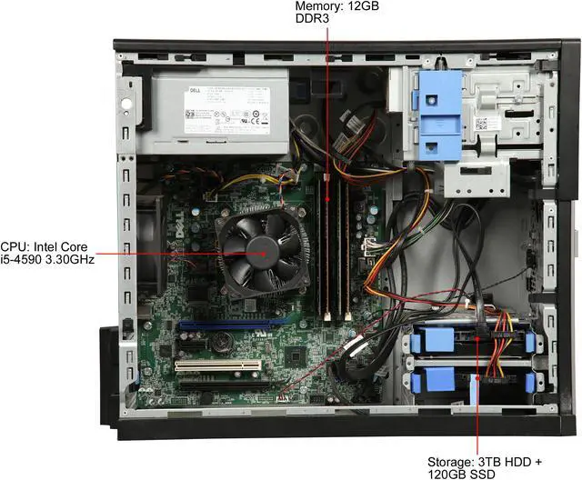 Alt view image 6 of 9 - DELL Desktop Computer OptiPlex 7020 Intel Core i5-4590 12GB DDR3 3TB HDD 120GB SSD Intel HD Graphics Windows 10 Pro 64-bit
