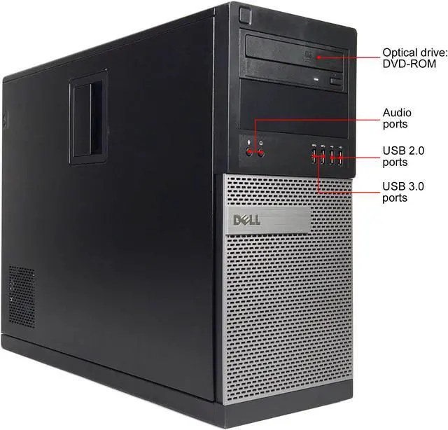 Alt view image 6 of 6 - Refurbished Dell Grade A OptiPlex 7020 Tower, Intel Core i5-4590 (3.3 GHz), 16 GB DDR3, 360 GB SSD, DVD, USB WIFI Adapter, USB Bluetooth 4.0 Adapter, Win 10 Pro 64-bit (EN/ES)