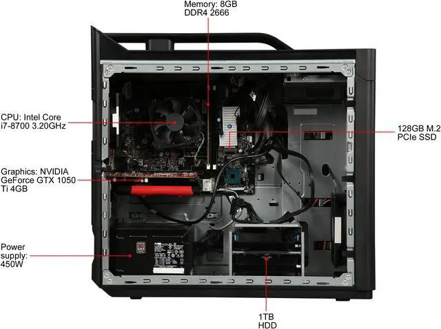 Alt view image 8 of 10 - Lenovo Gaming Desktop Legion T530-28ICB 90JL007SUS Intel Core i7-8700 8GB DDR4 1TB HDD GeForce GTX 1050 Ti Windows 10 Home 64-bit