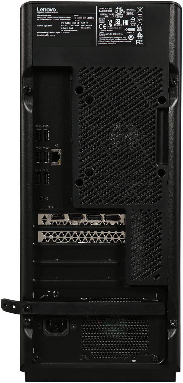Alt view image 10 of 10 - Lenovo Gaming Desktop Legion T530-28APR 90JY0016US AMD Ryzen 5 2400G 8GB DDR4 1TB HDD AMD Radeon RX 570 Windows 10 Home 64-Bit