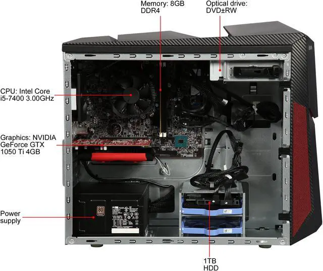 Alt view image 6 of 9 - Lenovo Gaming Desktop Legion 90H7007AUS Intel Core i5-7400 8GB DDR4 1TB HDD GeForce GTX 1050 Ti Windows 10 Home 64-bit