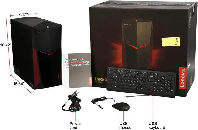 Alt view image 9 of 9 - Lenovo Gaming Desktop Legion 90H7007AUS Intel Core i5-7400 8GB DDR4 1TB HDD GeForce GTX 1050 Ti Windows 10 Home 64-bit