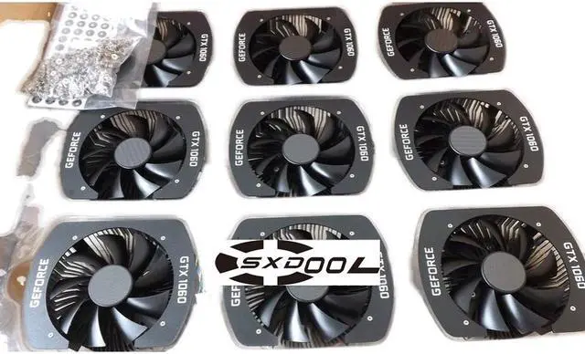 Alt view image 2 of 6 - For NVIDIA GTX1060 graphics card cooler 123*97*34mm, hole pitch 58mm, dual ball 4-pin PWM graphics card cooling fan PLA09215B12H