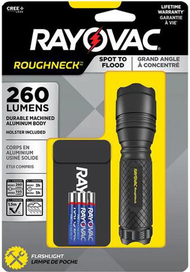 Main image of Rayovac RN3AAA-BA LED Aluminum Flashlight, 3 AAA Batteries (Included), Black