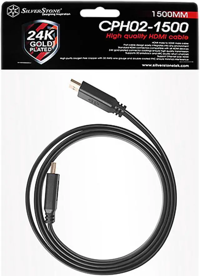 Alt view image 6 of 6 - Silverstone CPH02B-1500 4.92 ft. (1.5m) Black HDMI male to HDMI male HDMI Cables