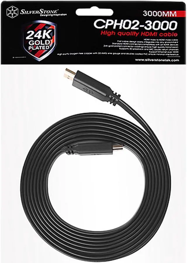 Alt view image 7 of 7 - Silverstone CPH02B-3000 9.84 ft. (3.0m) Black HDMI male to HDMI male HDMI Cables