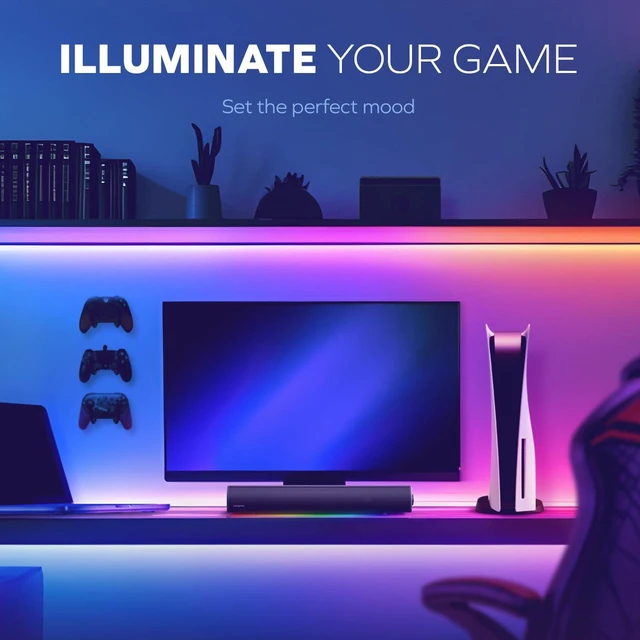Alt view image 2 of 14 - Sound Blaster GS5 Compact RGB Gaming Soundbar, For TV and PC, Black, RGB Gaming Soundbar, Bluetooth, USB-C, SuperWide, Desktop Audio, TV, PC, Immersive Sound