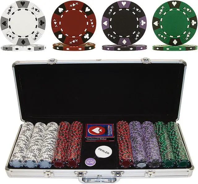 Main image of Generic 500 14g 3 COLOR A/K SUITED CLAY POKER CHIP SET W/ALUM CASE