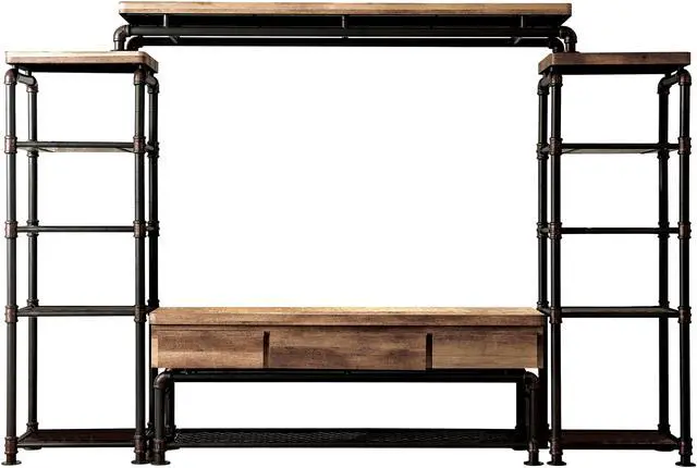 Main image of Furniture of America Cyprinus Metal 4-piece Entertainment Center in Black