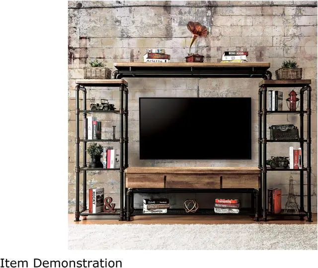 Alt view image 2 of 2 - Furniture of America Cyprinus Metal 4-piece Entertainment Center in Black