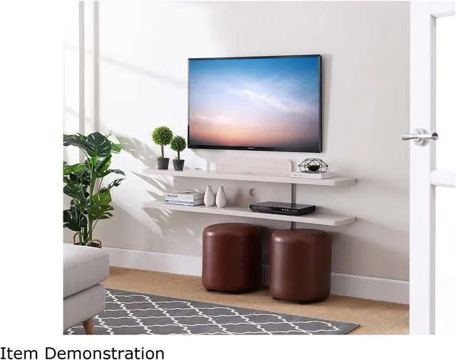 Alt view image 2 of 2 - Furniture of America Brie 2-Tier Wood Floating TV Stand in Light Brown