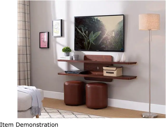 Alt view image 2 of 2 - Furniture of America Vintage Walnut Eustache 2-Shelf Floating TV Stand