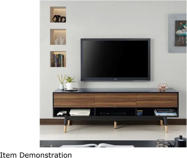 Alt view image 3 of 4 - Furniture of America Black Zuna Wood 70-inch 3-Drawer TV Console
