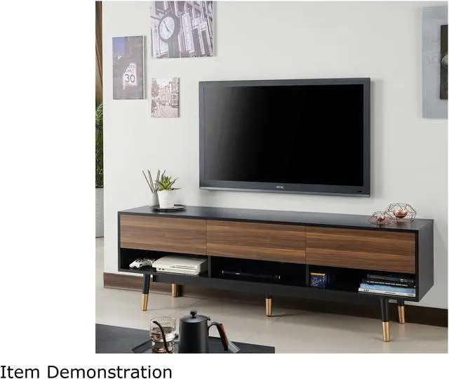 Alt view image 4 of 4 - Furniture of America Black Zuna Wood 70-inch 3-Drawer TV Console