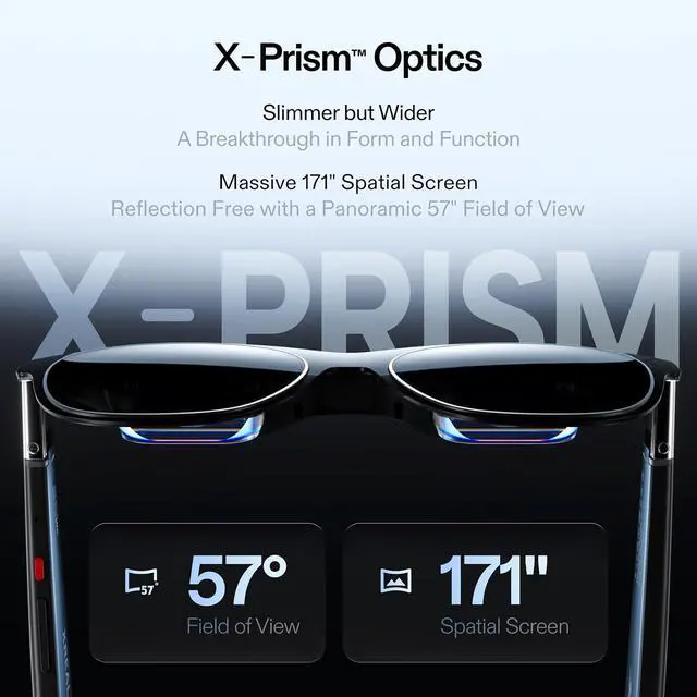 Alt view image 3 of 10 - XREAL One Pro AR Glasses - 57 Degree FOV X Prism, Sony Micro-OLED 120Hz, X1 Chip, 3ms Latency, Sound by Bose, Size L