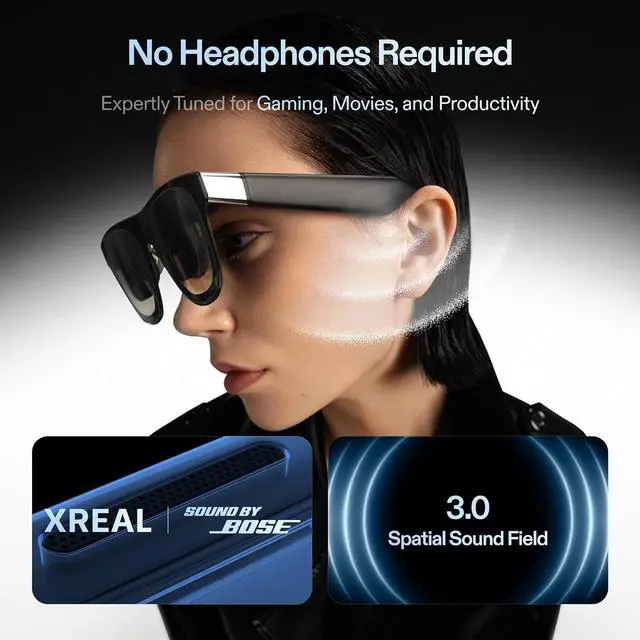 Alt view image 8 of 10 - XREAL One Pro AR Glasses - 57 Degree FOV X Prism, Sony Micro-OLED 120Hz, X1 Chip, 3ms Latency, Sound by Bose, Size L