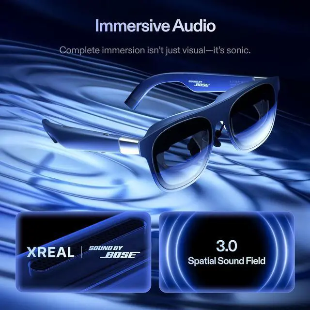 Alt view image 7 of 9 - XREAL 1S AR Glasses - Up to 500-inch Virtual Screen, Sony Micro-OLED 120Hz, X1 Chip, REAL 3D, Bose Audio, 82g