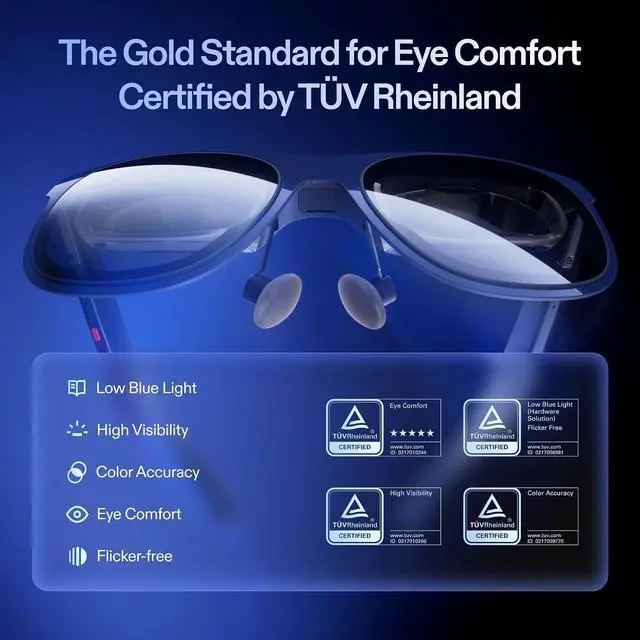 Alt view image 8 of 9 - XREAL 1S AR Glasses - Up to 500-inch Virtual Screen, Sony Micro-OLED 120Hz, X1 Chip, REAL 3D, Bose Audio, 82g