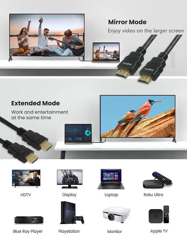 Alt view image 3 of 4 - Kaybles 8K HDMI Cable 3ft. HDMI 2.1 Cable Real 8K, High Speed 48Gbps 8K(7680x4320)@60Hz, 4K@120Hz Dolby Vision, HDCP 2.2, 4:4:4 HDR, eARC Compatible with Apple TV, Samsung QLED TV - 50HDMI-8-MM-3