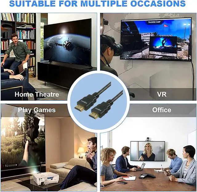 Alt view image 4 of 4 - Kaybles 8K HDMI Cable 3ft. HDMI 2.1 Cable Real 8K, High Speed 48Gbps 8K(7680x4320)@60Hz, 4K@120Hz Dolby Vision, HDCP 2.2, 4:4:4 HDR, eARC Compatible with Apple TV, Samsung QLED TV - 50HDMI-8-MM-3