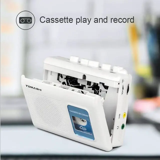 Alt view image 4 of 7 - TOMASHI Portable Cassette Player Tape Recorder with Built-in Speaker,Microphone,Headphone Jack-, 4.57 x 3.54 x 1.38inch