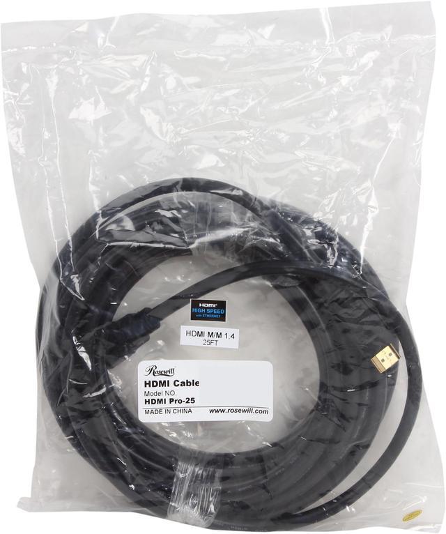 Alt view image 3 of 3 - Rosewill HDMI Pro-25 - 25-Foot Black High Speed HDMI Cable with 3D & 4K Supported, 10.2 Gbps Transfer Rate - Male to Male