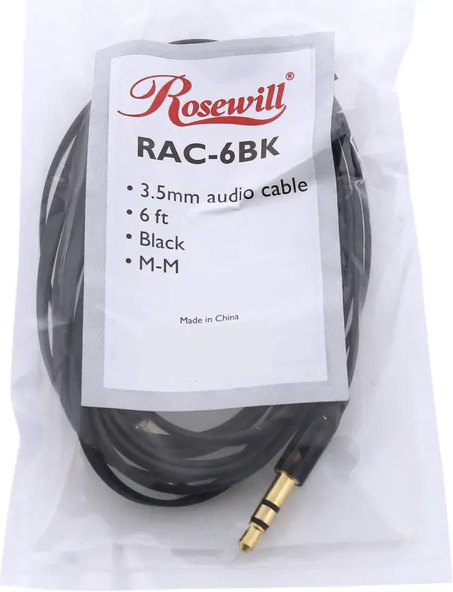 Alt view image 3 of 3 - Rosewill RAC-6BK - 6-Foot 3.5mm Flat Audio Cable, Black