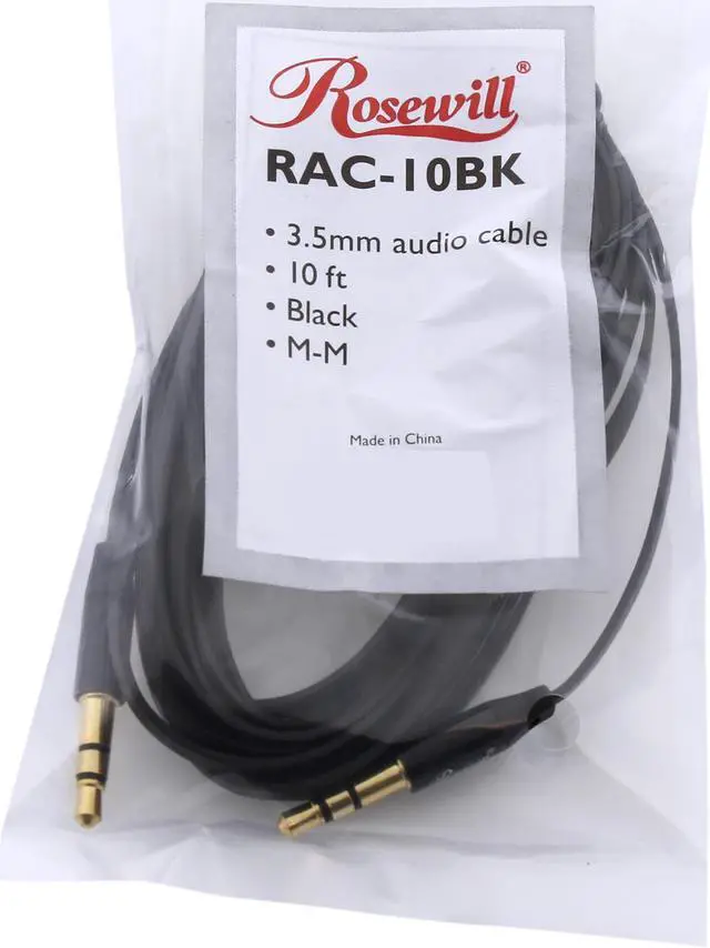 Alt view image 3 of 3 - Rosewill RAC-10BK - 10-Foot 3.5mm Flat Audio Cable, Black