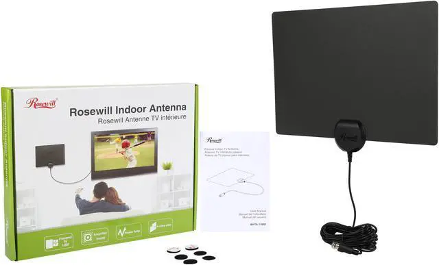 Alt view image 4 of 4 - Rosewill RHTA-15001 Passive Indoor Antenna, VHF/UHF, Multi-directional Range up to 25 miles, 15 ft. Coaxial Cable Included