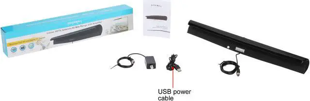 Alt view image 10 of 10 - Rosewill HDTV Indoor Antenna, 60 Mile Range with Amplifier Signal Booster, 5ft Coaxial Cable, Top Mounted, Supports UHF/VHF, 4K HD and ATSC 3.0 Ready - RHTA-18002