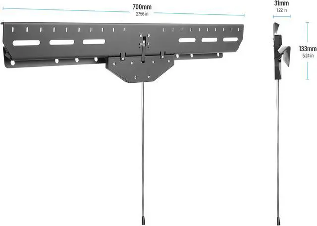 Alt view image 2 of 5 - Rosewill Tilting TV Wall Mount Bracket for 37” to 80” LED LCD TVs, Curved and Flat Screen Monitors up to 110 lbs, VESA 200x200mm to 600x400mm, No-Stud Easy Installation (RHTB-19001)