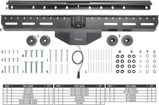 Alt view image 5 of 5 - Rosewill Tilting TV Wall Mount Bracket for 37” to 80” LED LCD TVs, Curved and Flat Screen Monitors up to 110 lbs, VESA 200x200mm to 600x400mm, No-Stud Easy Installation (RHTB-19001)